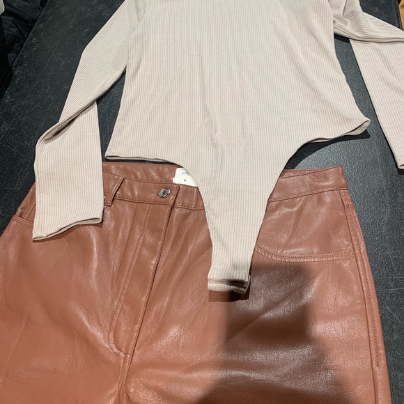 Brown Faux Leather Pants with body suit - Picture 4 of 4